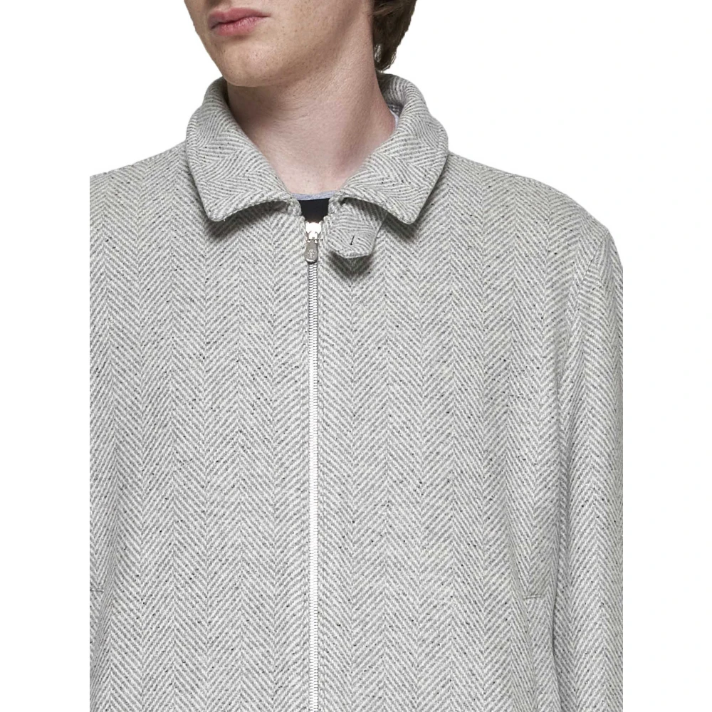 BRUNELLO CUCINELLI Chevron Bomber Jacket Gray Heren