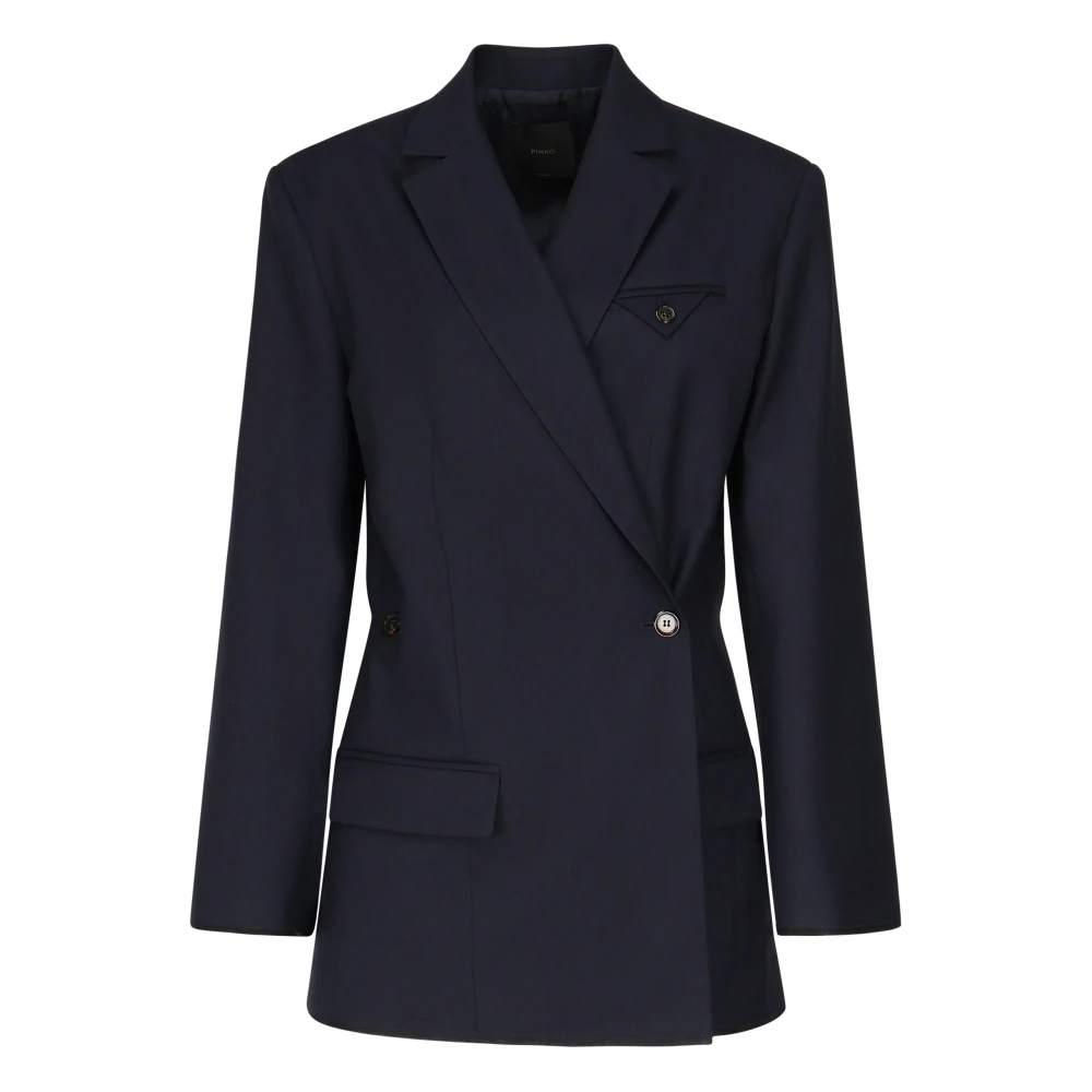 Pinko Blauwe Wollen Blazer met Contrasterende Details Blue Dames