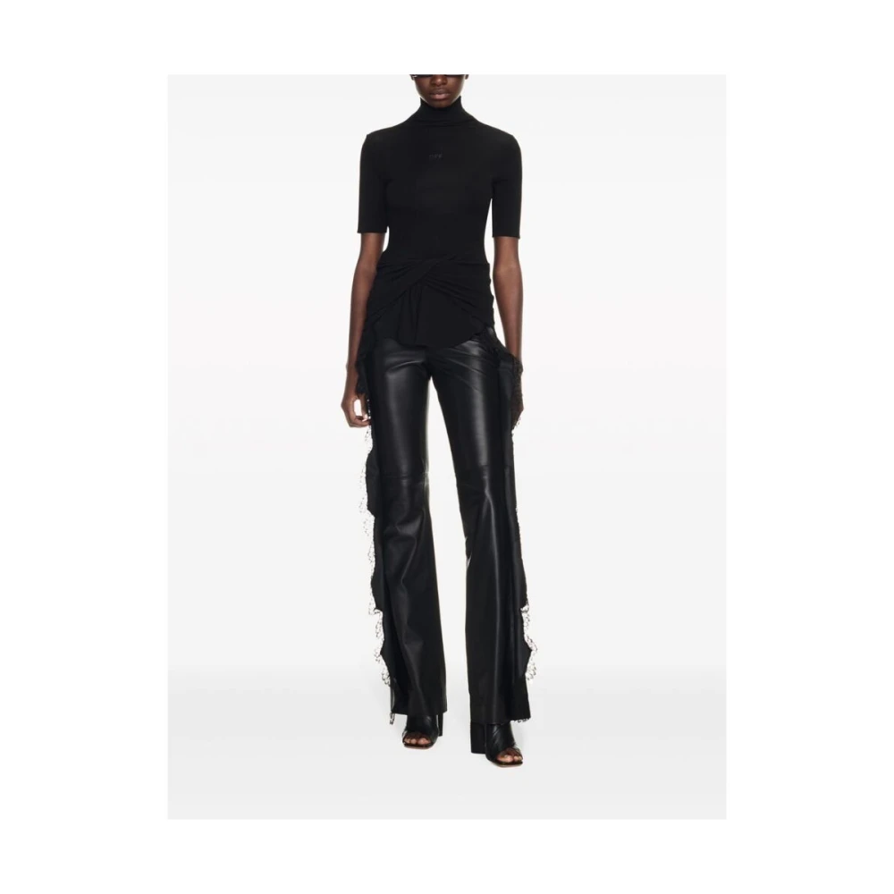 Off White Leather Trousers Black Dames
