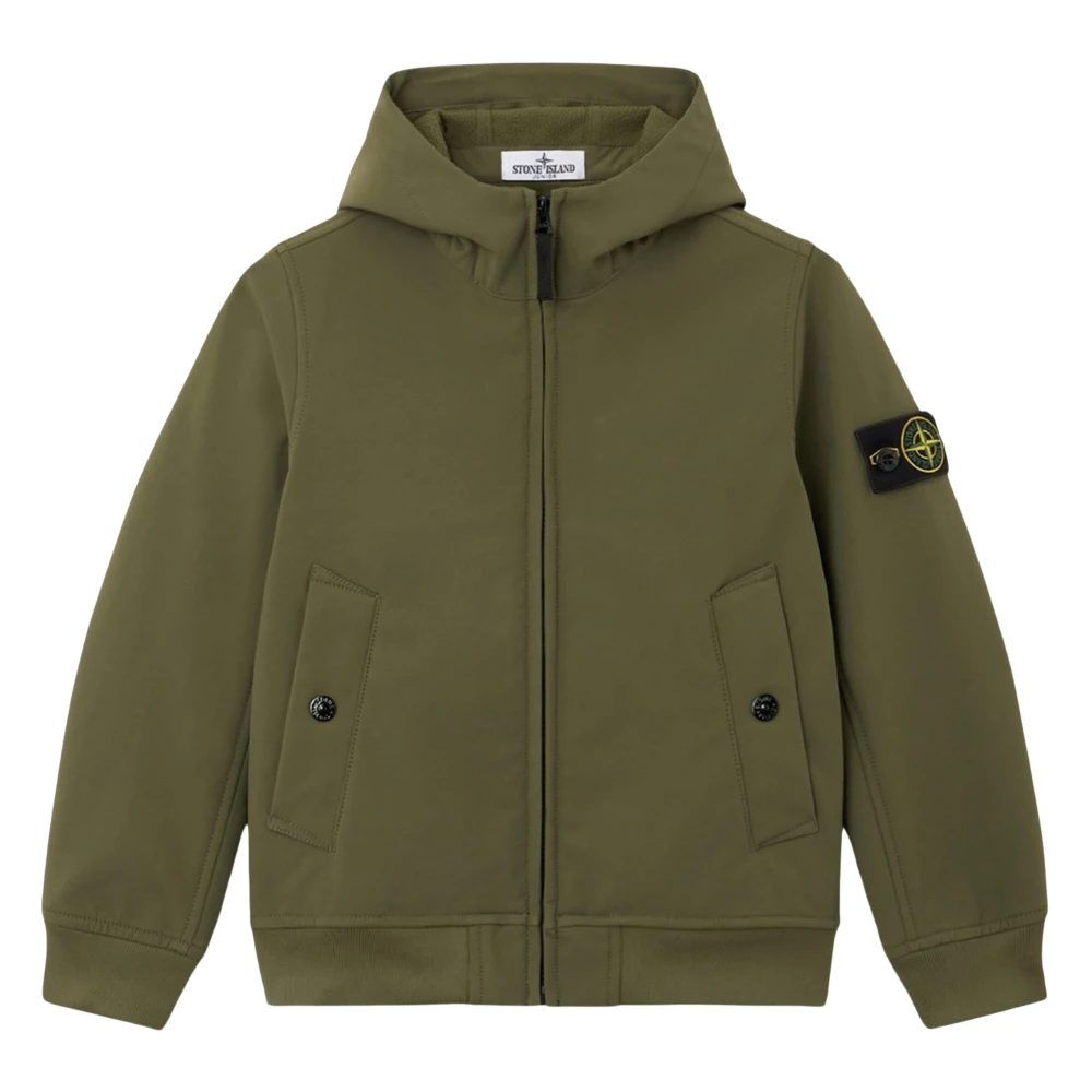 Stone Island Junior Boys Green Stone Island Soft Shell-R E.dye Technology Hooded Jacket In - 4 Yrs - Image 2