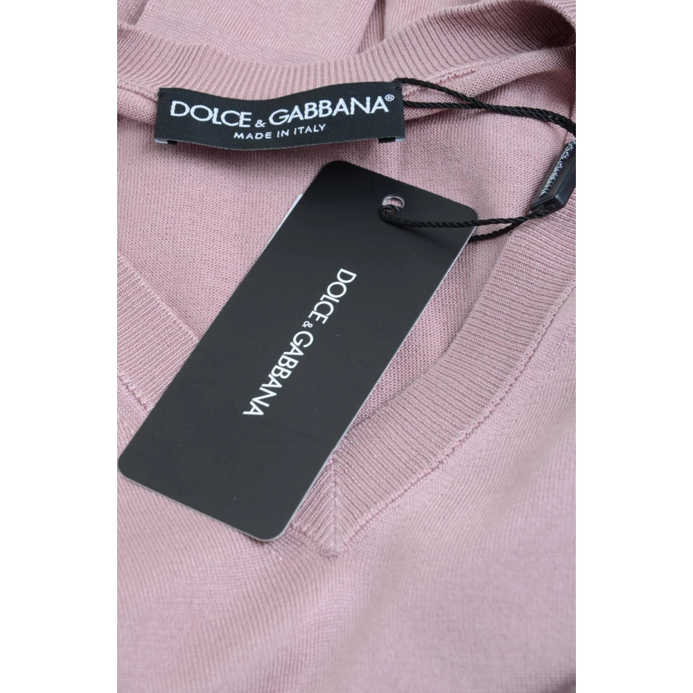 Dolce & Gabbana Heren V-hals Pullover Trui Pink Heren