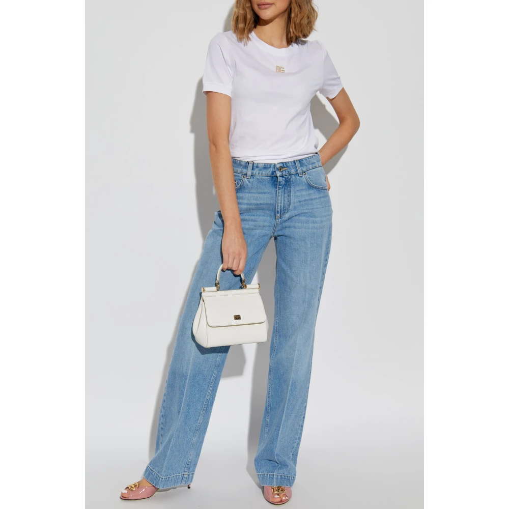Dolce & Gabbana T-shirt met logo-vormige applicatie White Dames