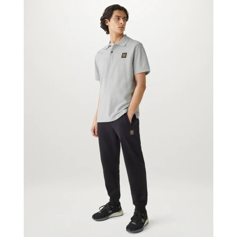 Belstaff Gestructureerde katoenen polo met Phoenix-embleem Gray Heren