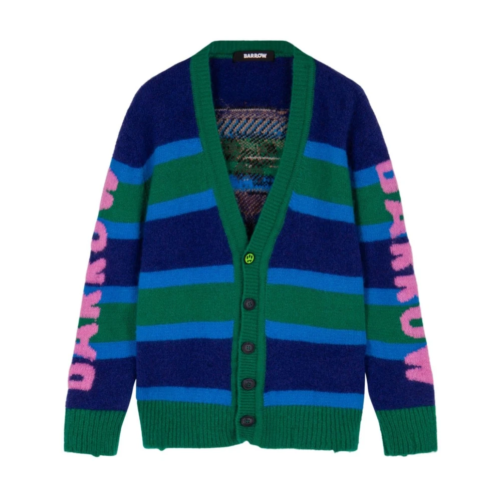 Barrow Grön Mohair Cardigan med Teddybjörn Multicolor, Herr