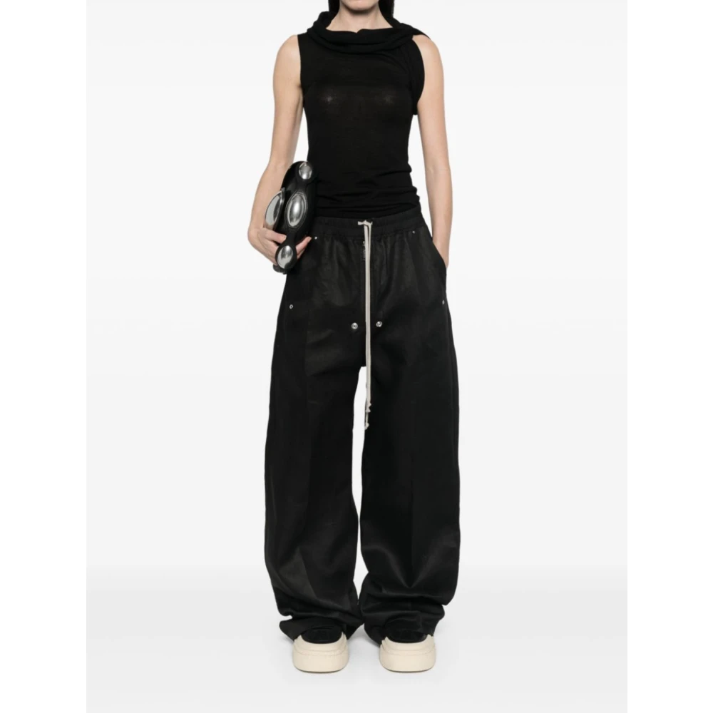 Rick Owens Zwarte Wide Bela Broek Black Dames