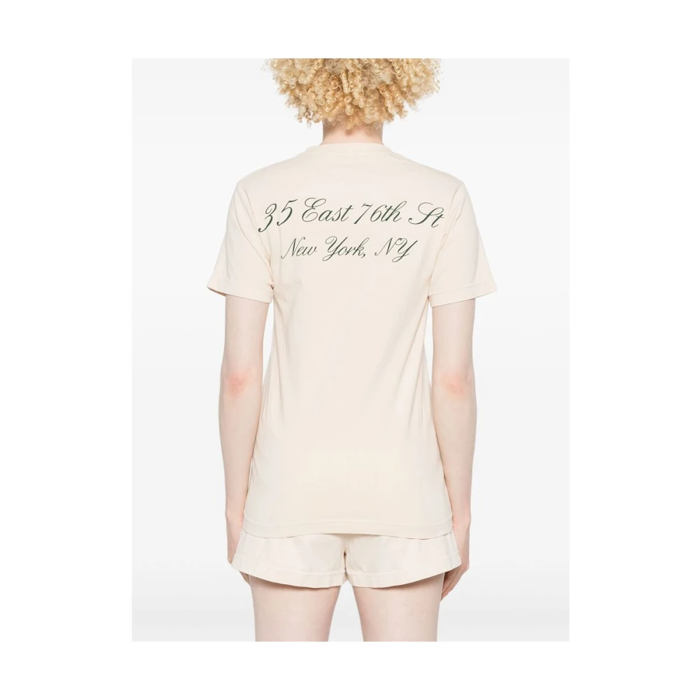 Sporty & Rich Beige Logo Print Crew Neck T-shirt Beige Dames