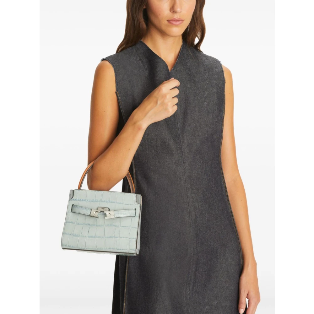 TORY BURCH Heldere Blauwe Krokodileffect Schoudertas Blue Dames