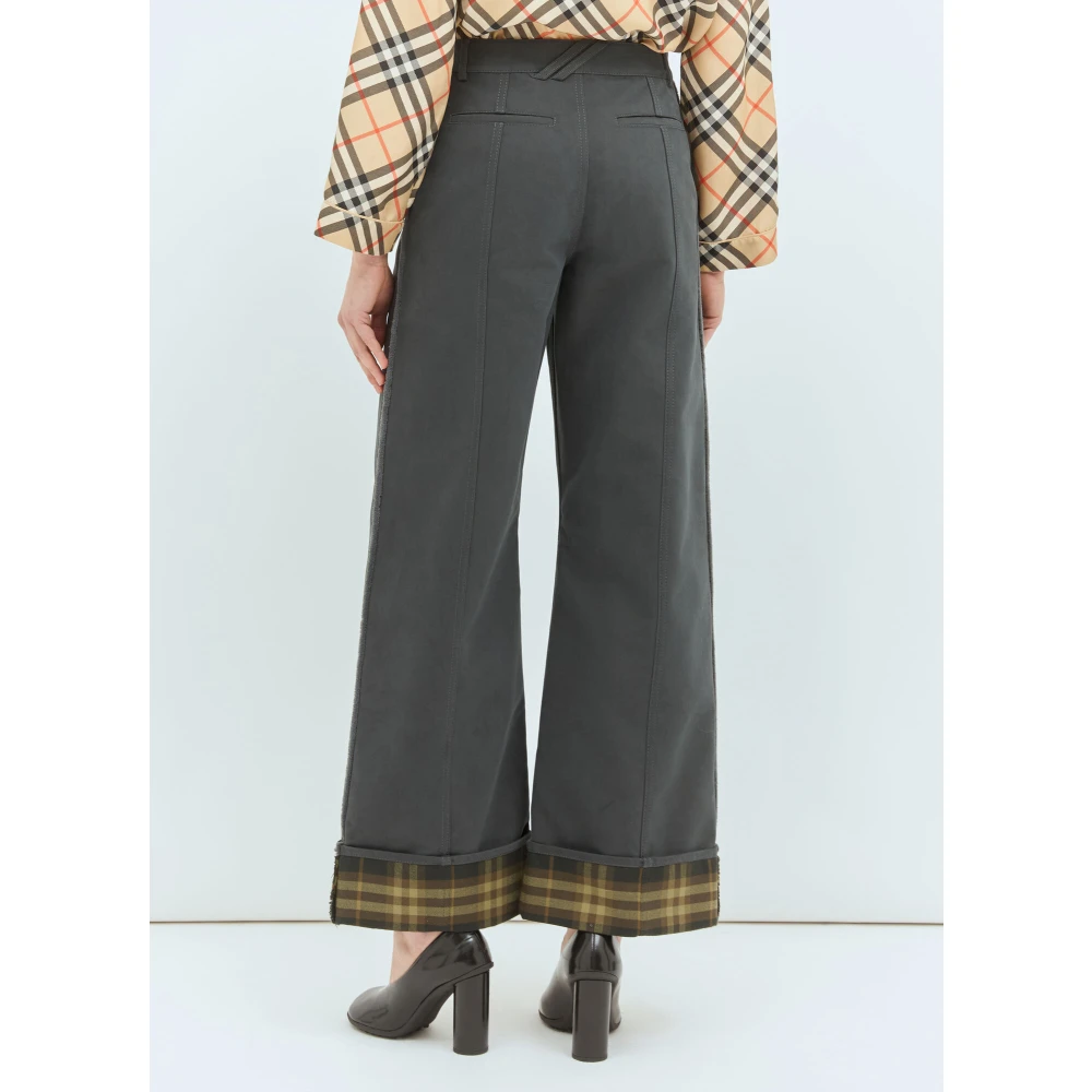 Burberry Geruite Manchet Broek Gray Dames