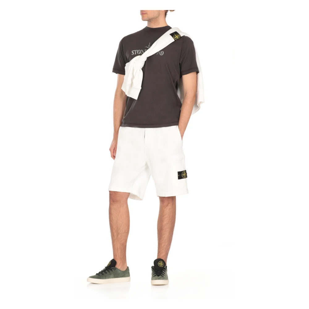 Stone Island Grijze Katoenen T-shirt met Logo Gray Heren