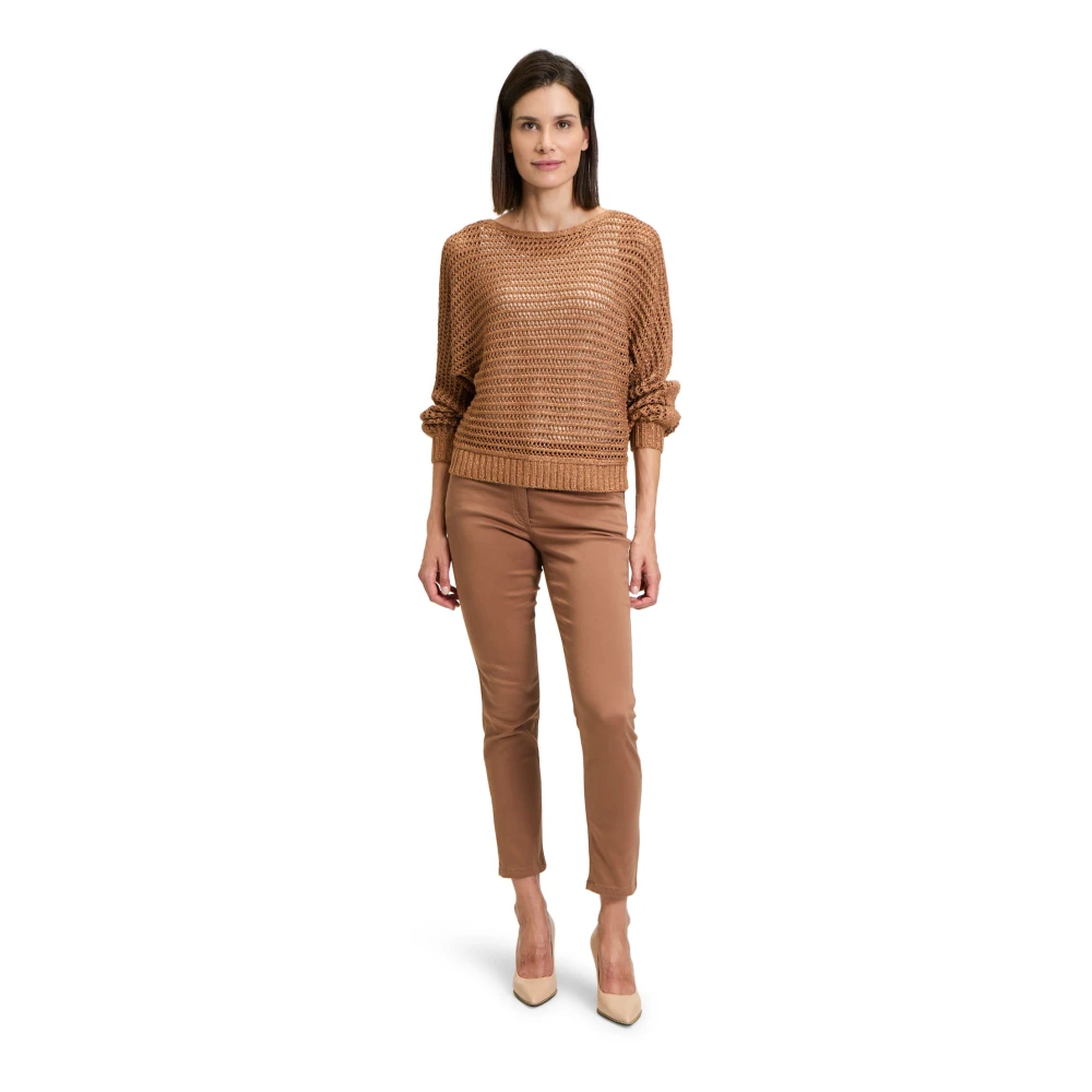 Betty Barclay Glitterende Batwing Sweater met Boothals Brown Dames