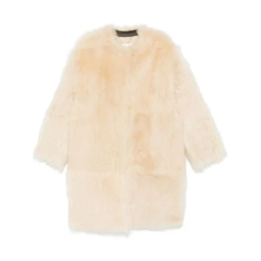 Zimmermann Swirl Shearling Midi Coat Beige Dames