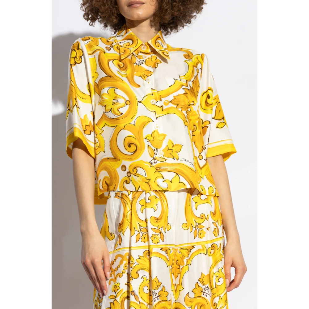 Dolce & Gabbana Shirt met 'Majolica' Print Yellow Dames