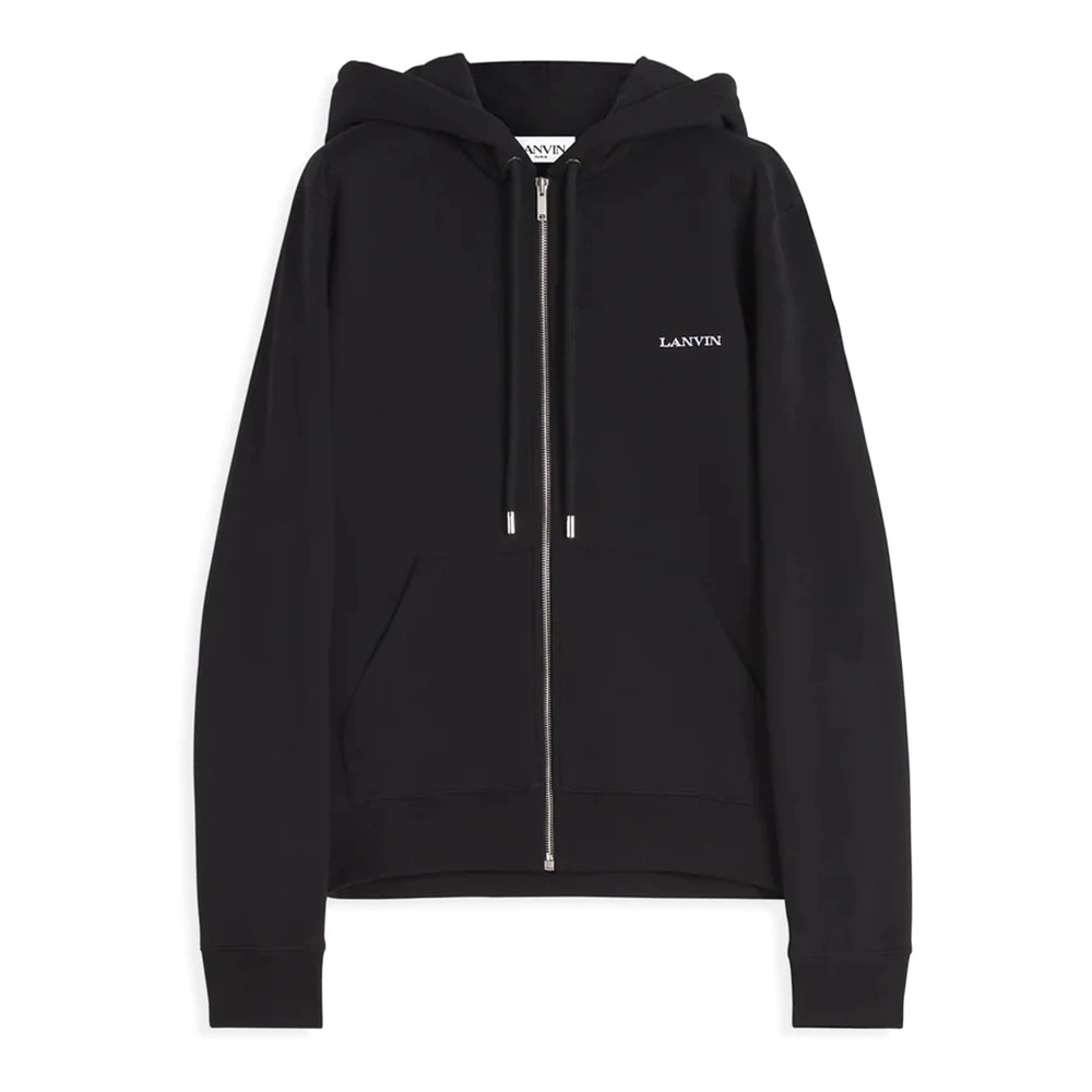 Lanvin Zwarte katoenen hoodie met archiefprint Black Heren