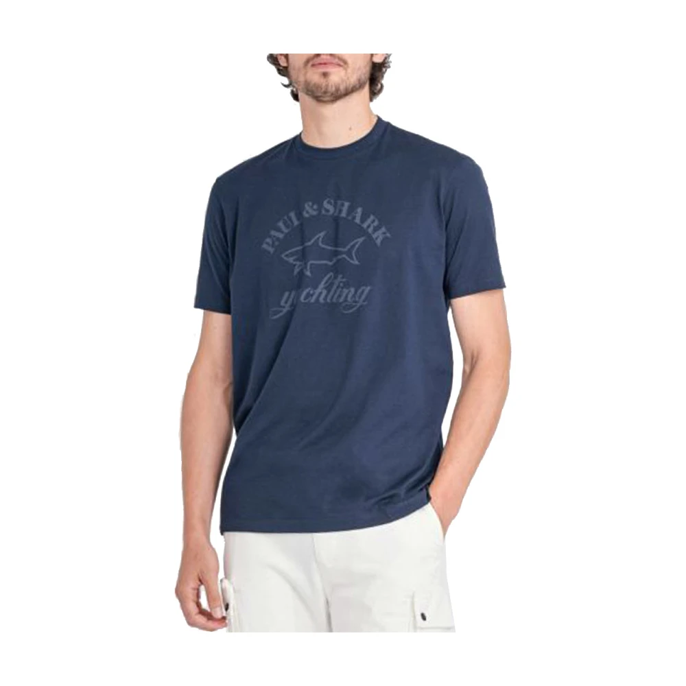 PAUL & SHARK Crewneck Logo T-Shirt Blue Heren