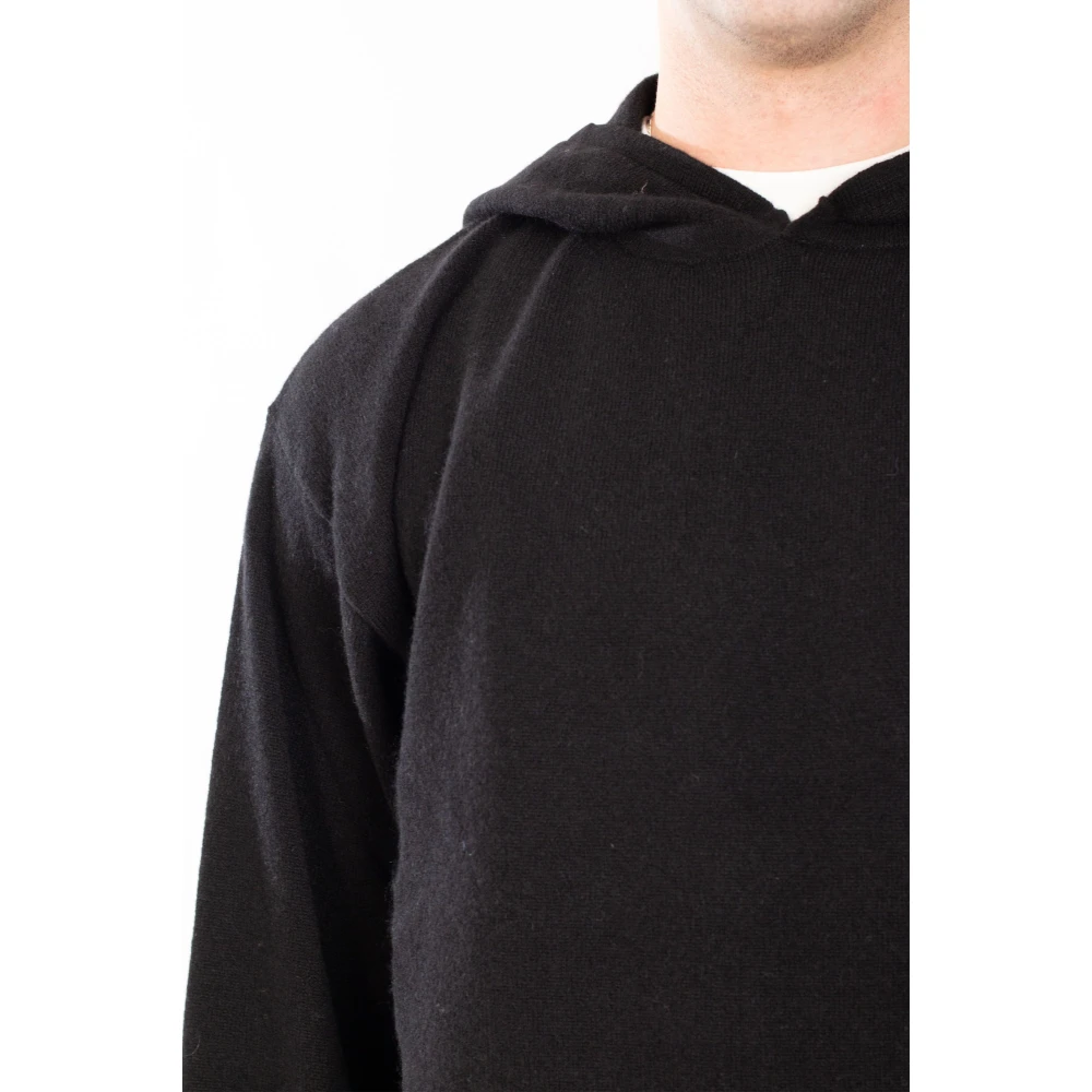 Seven Gauge Capuchon Cashmere Sweater Black Heren