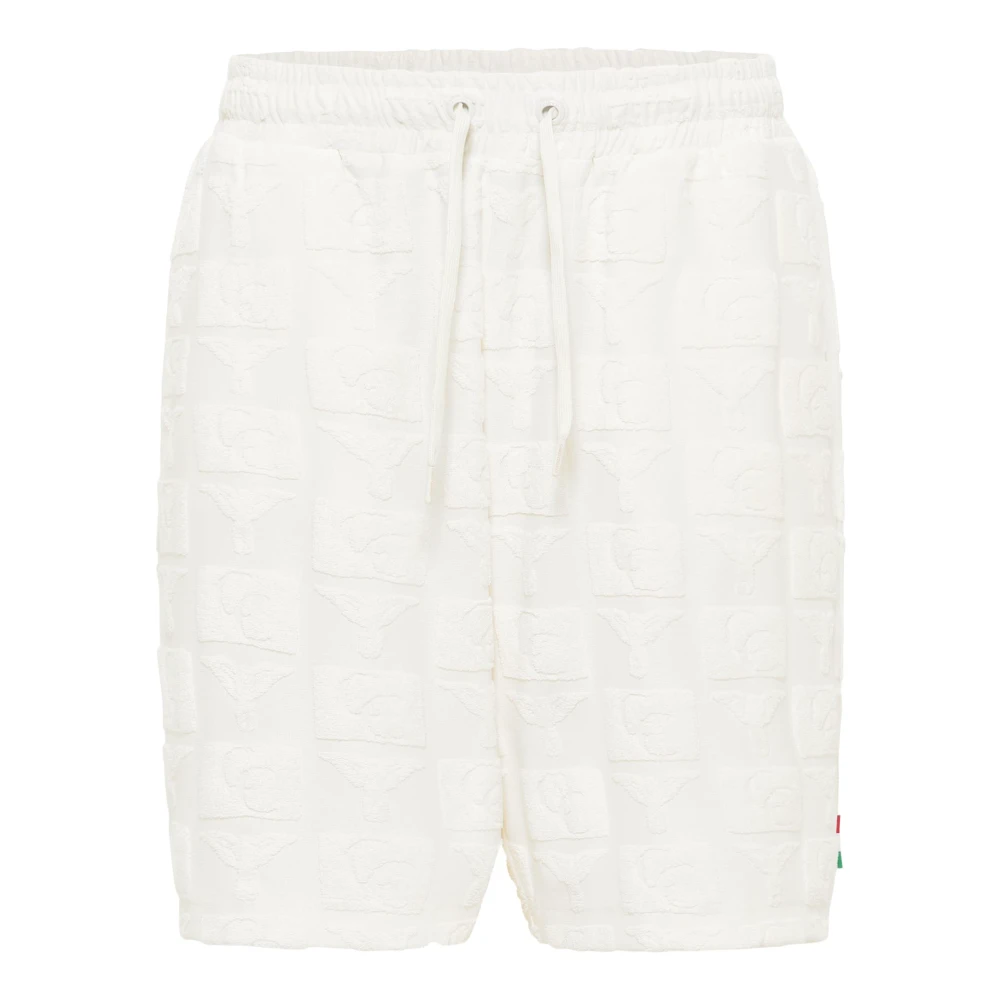 Carlo Colucci Men's White Terry Insert Oversize Streetwear Short