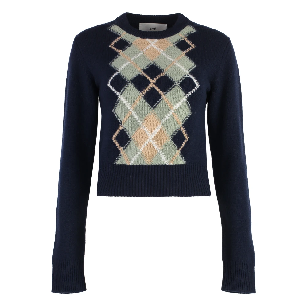 Ami Paris Geribde wollen cashmere trui Blue Dames