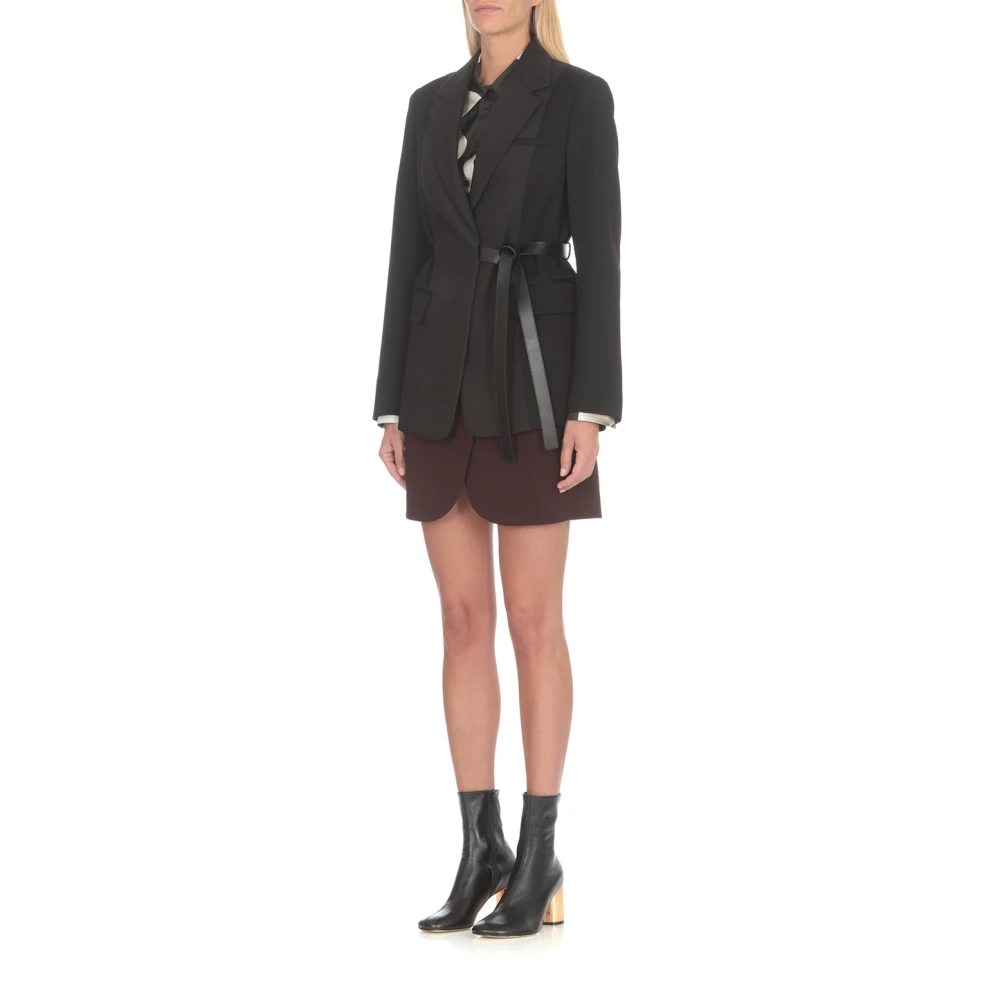 Lanvin Zwarte Wollen Blazer met Peak Revers Black Dames