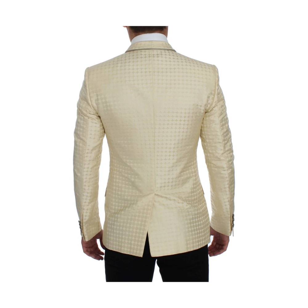 Dolce & Gabbana Beige Polka Dotted Slim Fit Blazer Beige Heren
