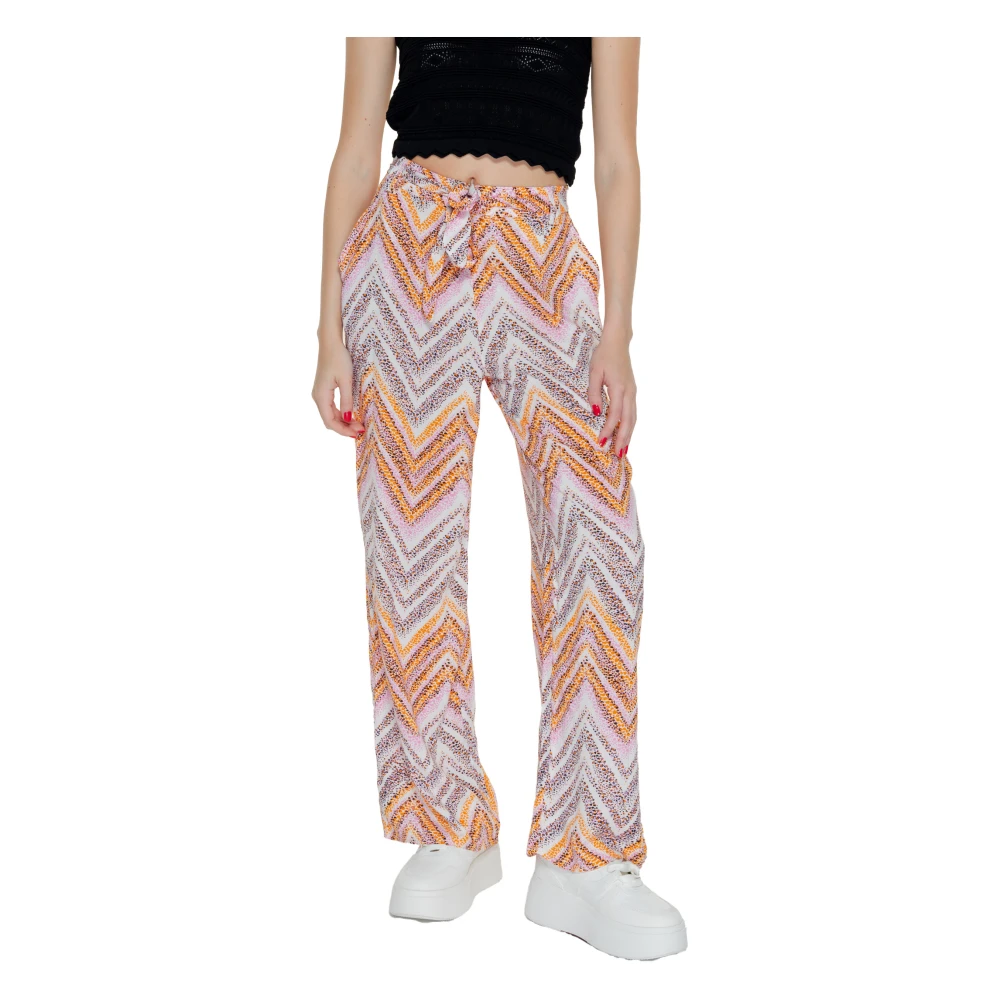 Only Stijlvolle Roze Bedrukte Kantbroek Multicolor Dames