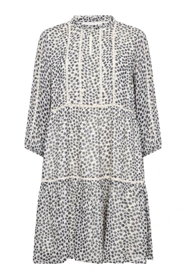 Navy Mini Grid Flower Klänning