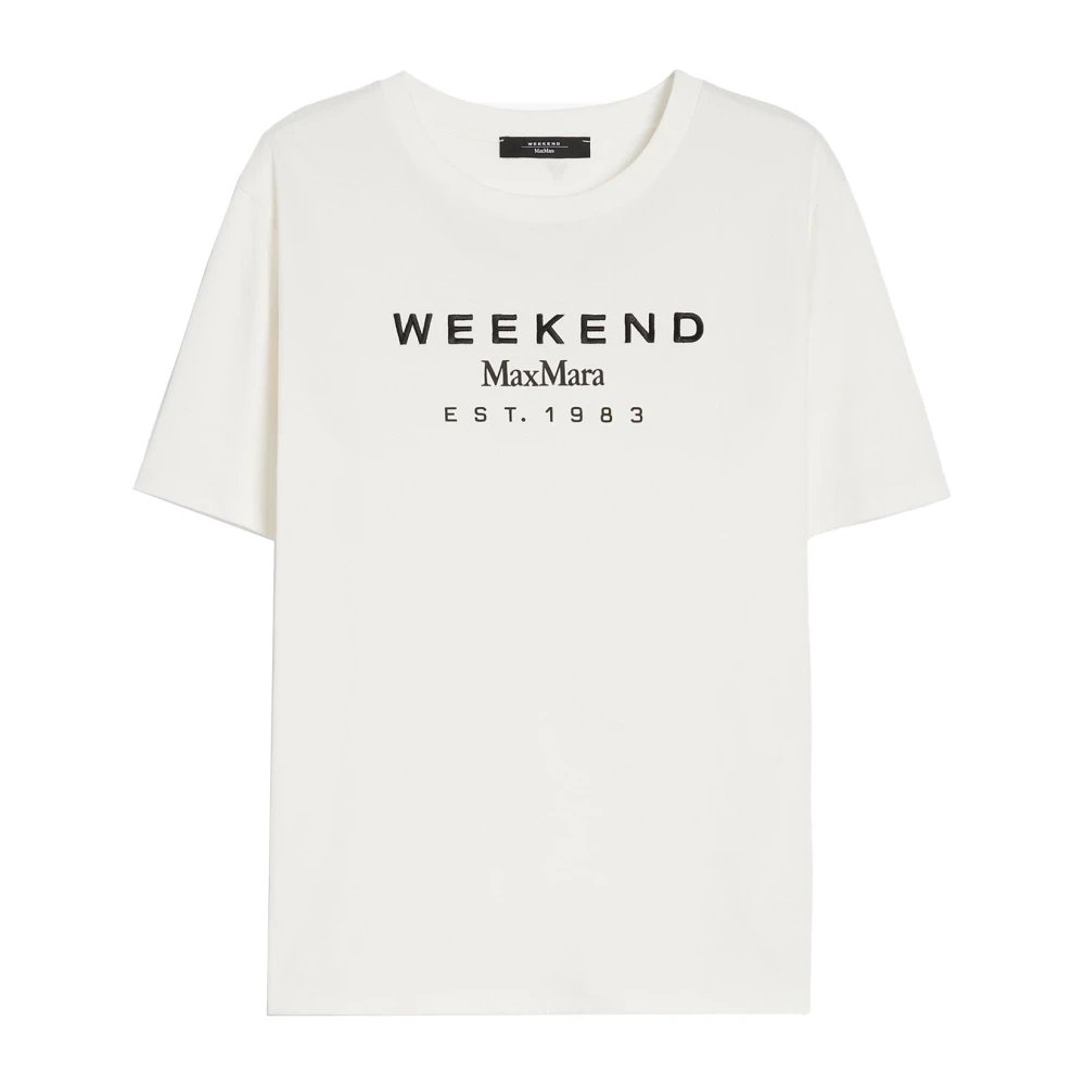 Max Mara Weekend Grafiskt Motiv Vit T-shirt White, Dam