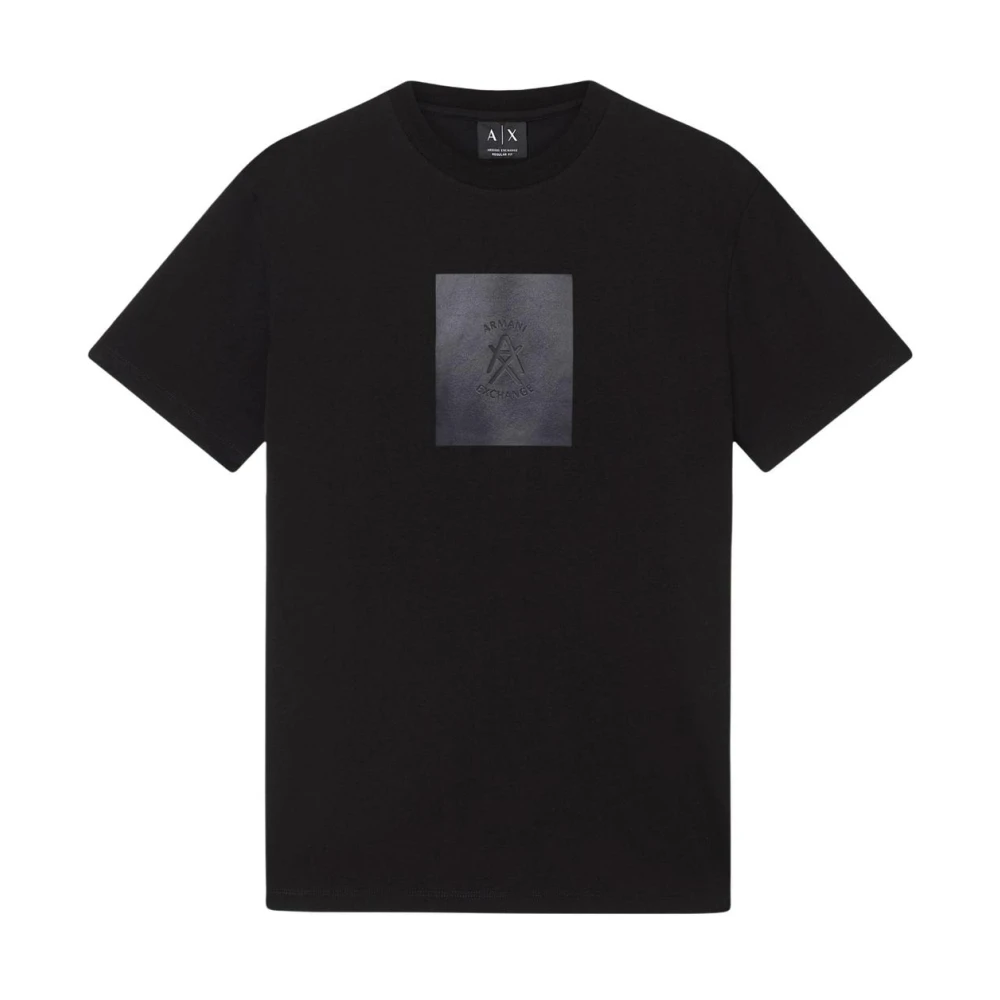 Armani Exchange Men's Black T-Shirts, S, Printed Round Neck Cotton T-Shirt With Short Sleeves
