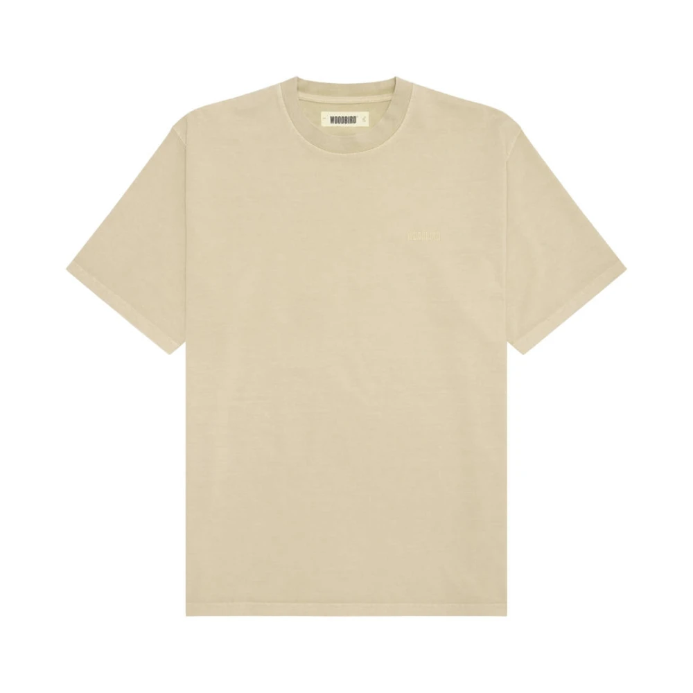 Woodbird Korte Mouw Tee Baine Washed Beige Heren