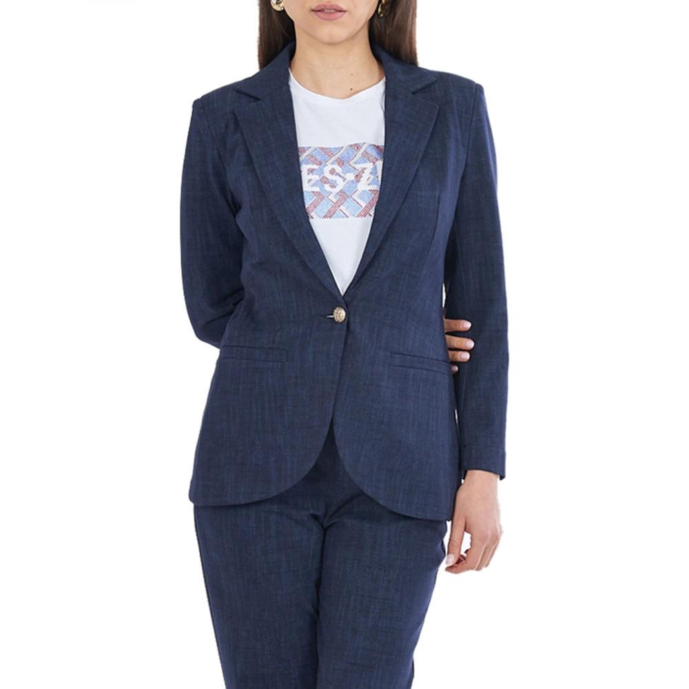 YES ZEE Blauwe Damesblazer Elegant Verfijnd Blue Dames