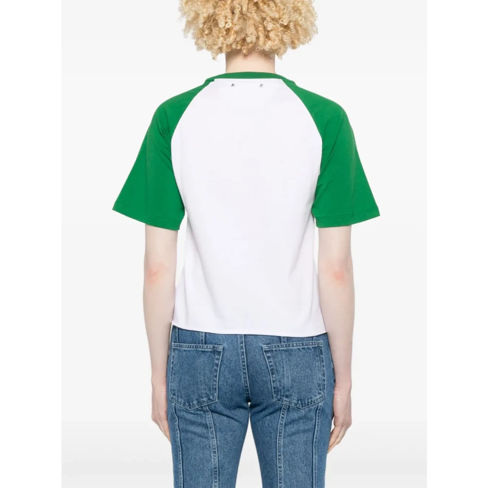 Golden Goose T-shirt met ronde hals en sterren White Dames