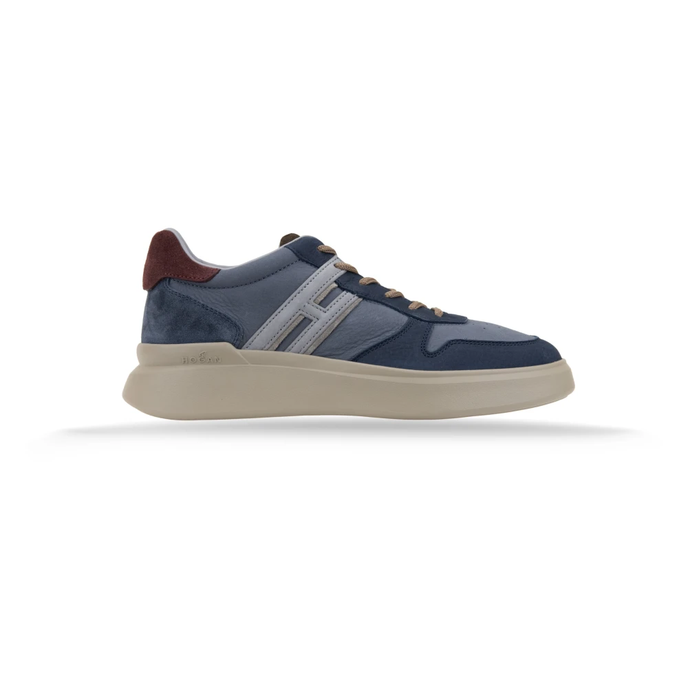 Hogan Leren Vetersneakers Heren Schoenen Blauw