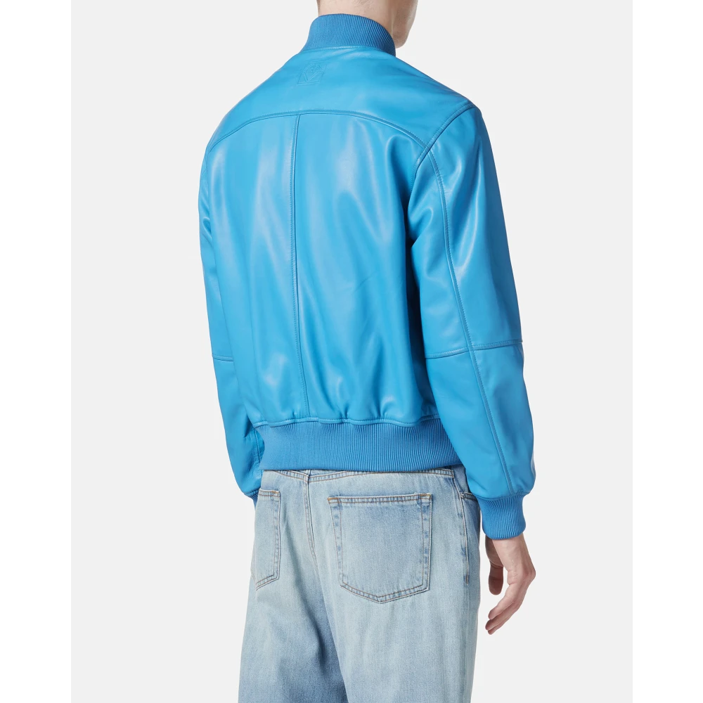 Iceberg Kobalt nappa jas met schaduwbehandeling en logo Blue Heren