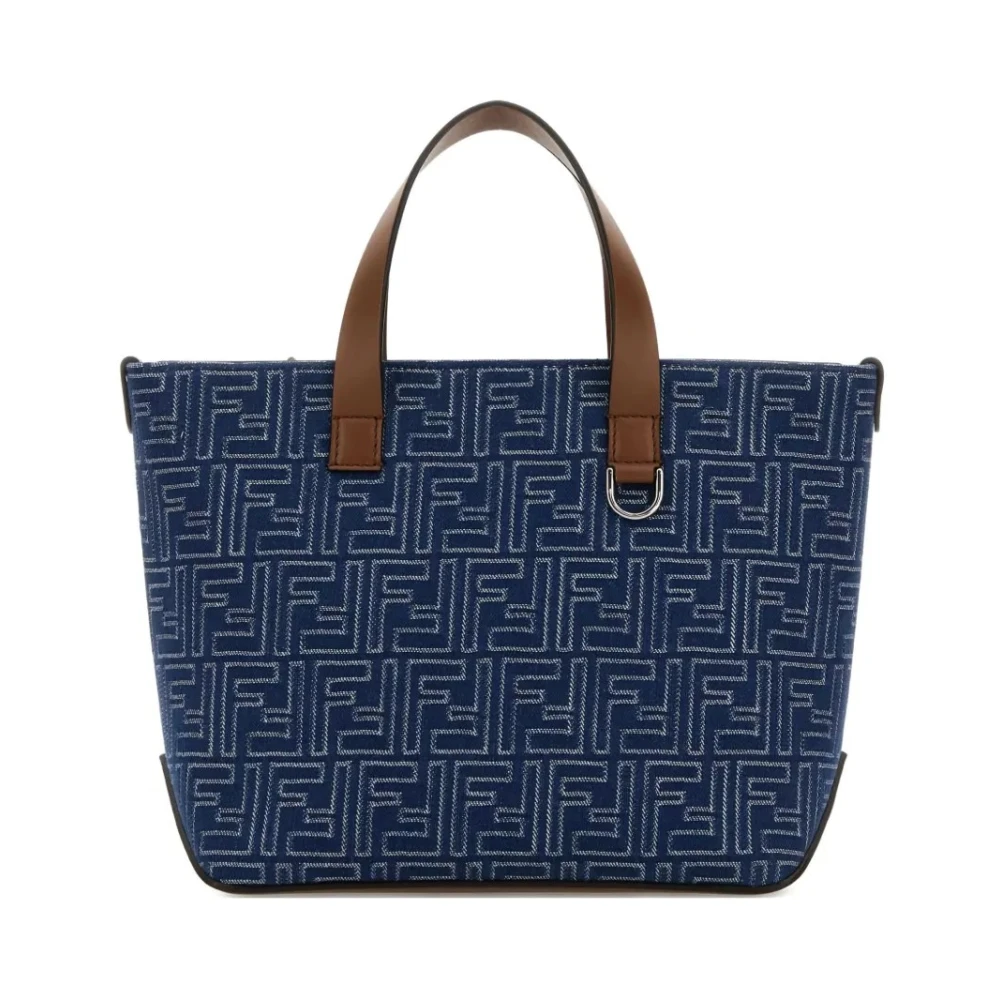 Fendi Mannelijk Blauw Tassen Heren, One Size, Denim, Shopping Bag S Denim Ff/C