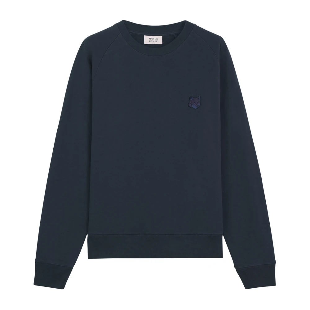 Maison Kitsuné Fox Head Patch Katoenen Sweatshirt Blue Heren