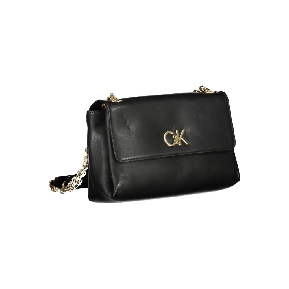 Calvin Klein Zwarte Polyester Schoudertas met Kettinghandvatten Black Dames