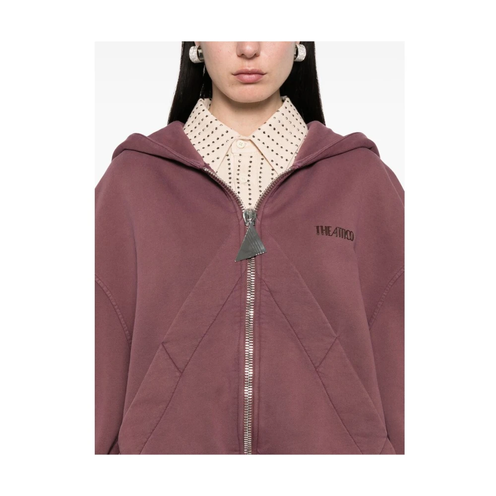 The Attico Mauve Front Zip Sweatshirt met Zakken Red Dames