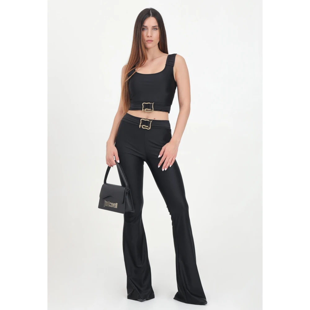 Just Cavalli Zwarte Slim Fit Flared Leggings Black Dames