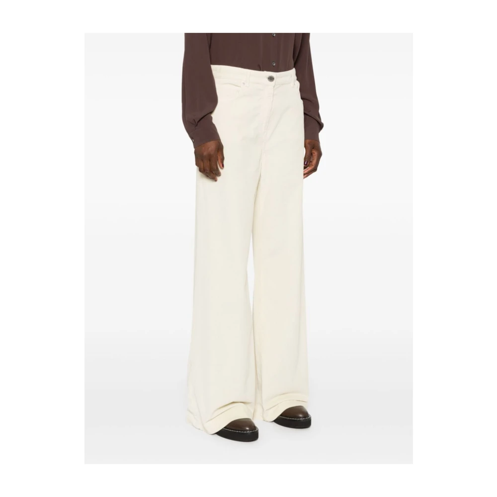 pinko Witte Corduroy Wijde Pijp Broek White Dames