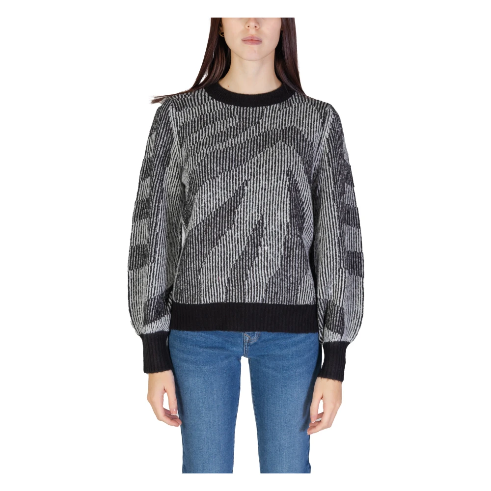 Vila Zwarte Gebreide Ronde Hals Trui Black Dames