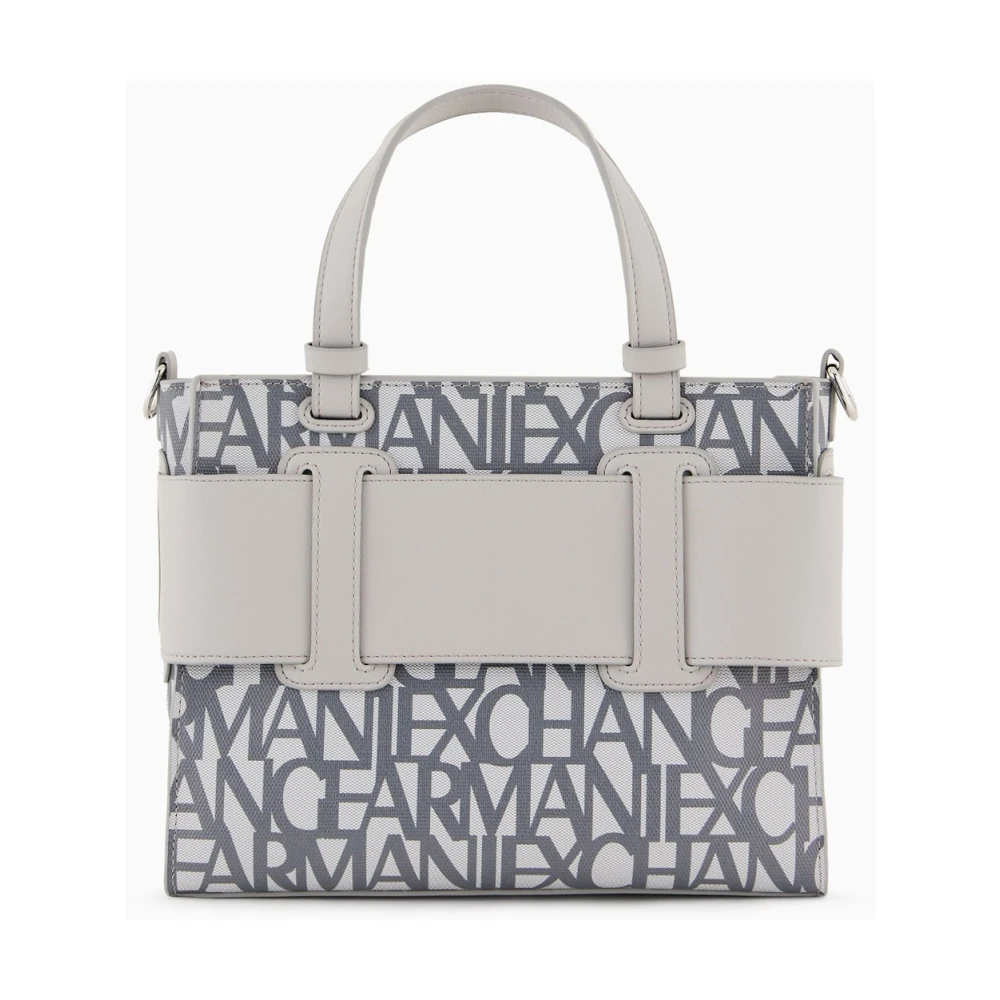 Armani Exchange Off White Grey Katoenen Handtas Multicolor Dames