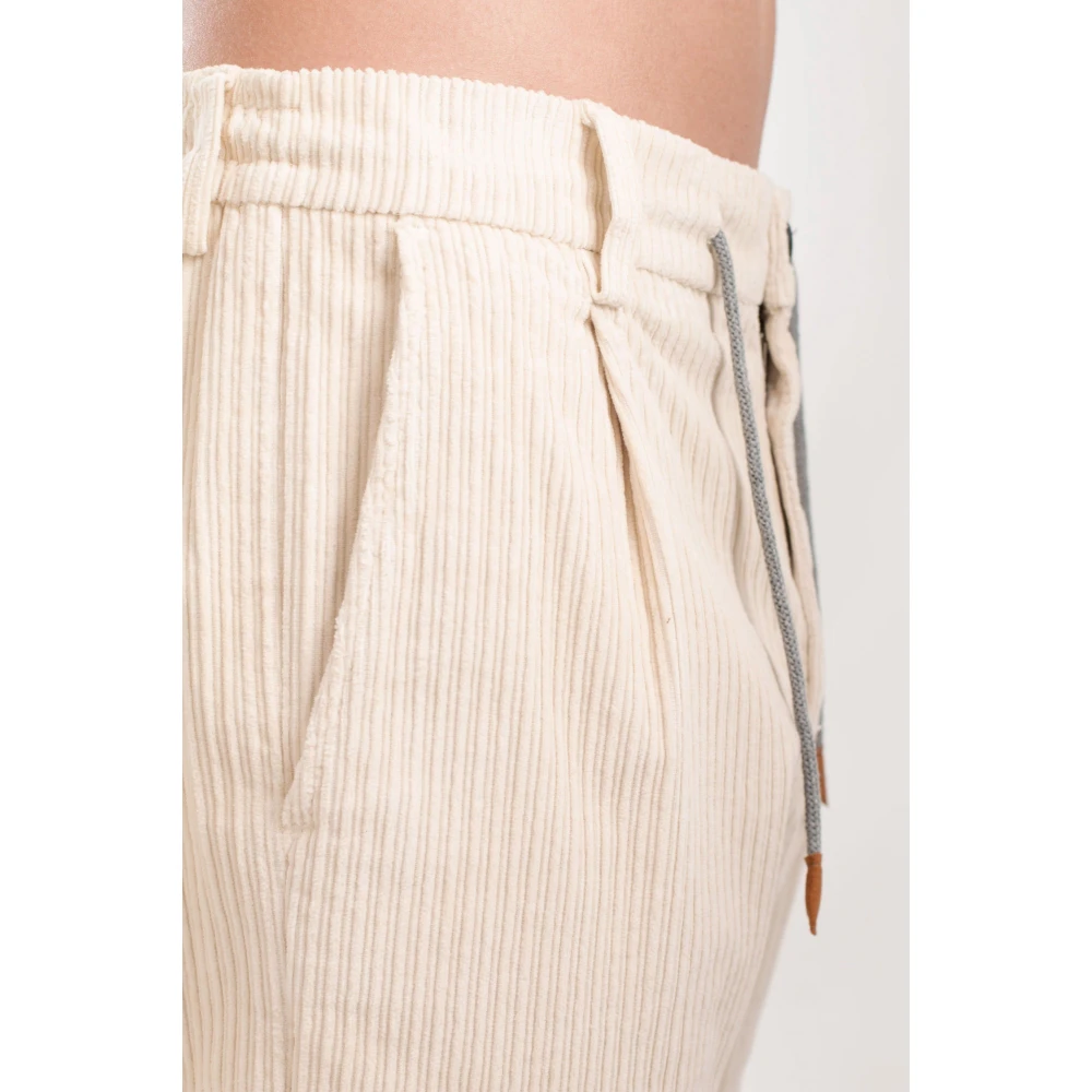 Eleventy Fluwelen Trekkoordbroek Beige Heren