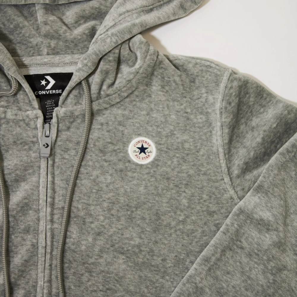 Converse Velour Chuck Hoodie Zip-Throughs Gray Dames
