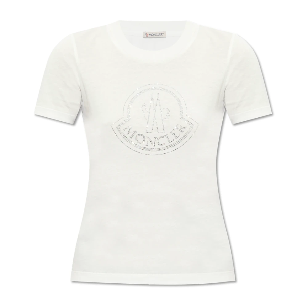 Moncler T-shirt med logotyp White, Dam