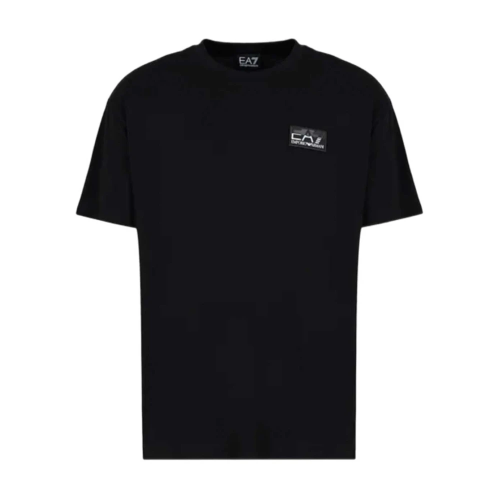 Emporio Armani EA7 Logo T-shirt met contrast achterkant en borstplaat Black Heren