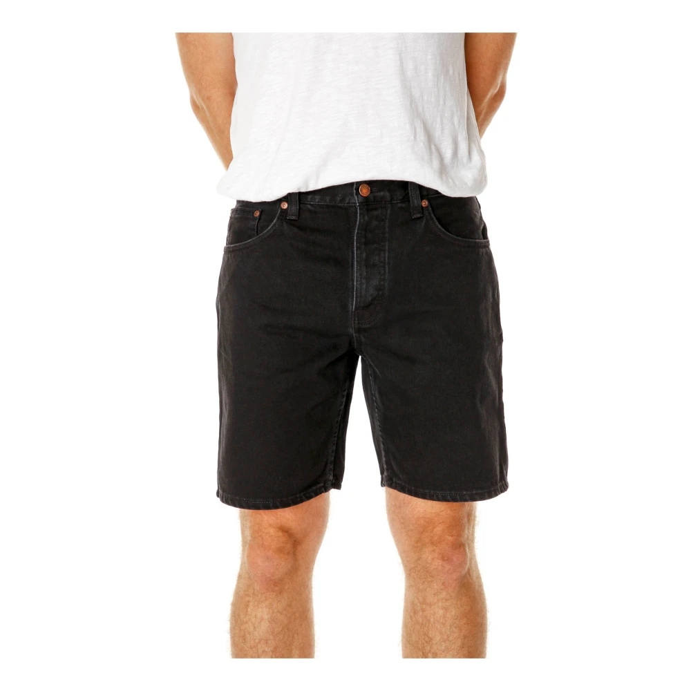 Nudie Jeans Hoge Taille Denim Shorts Black Heren