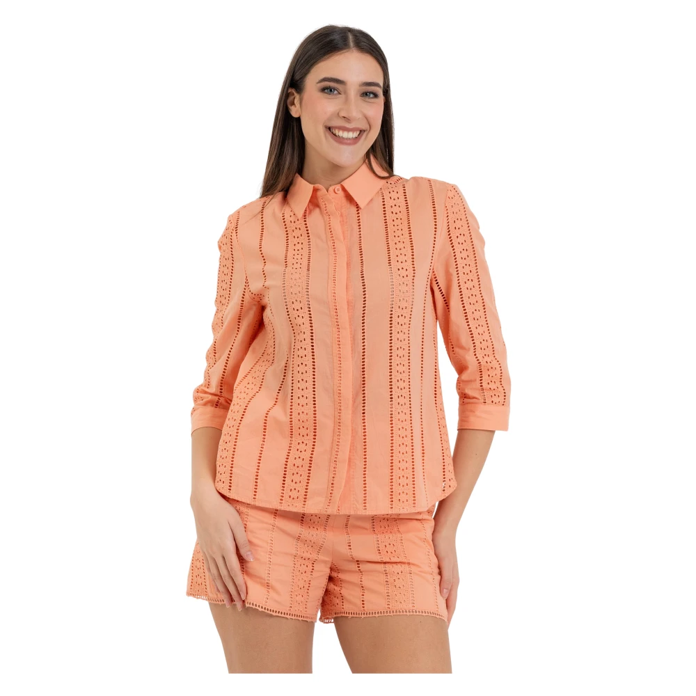 Kocca Pink Shirts, Female, Xs, Cotton Broderie Anglaise Shirt