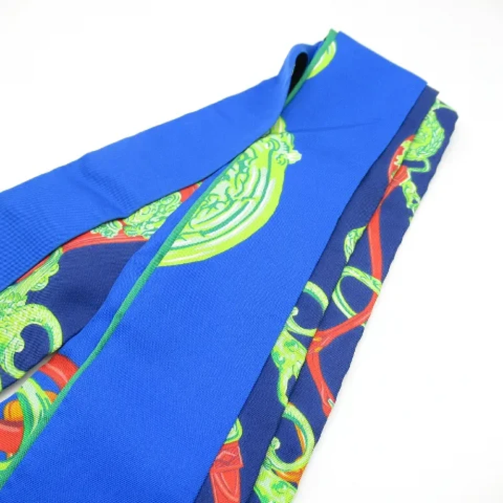 Hermès Vintage Pre-owned Canvas scarves Blue Dames