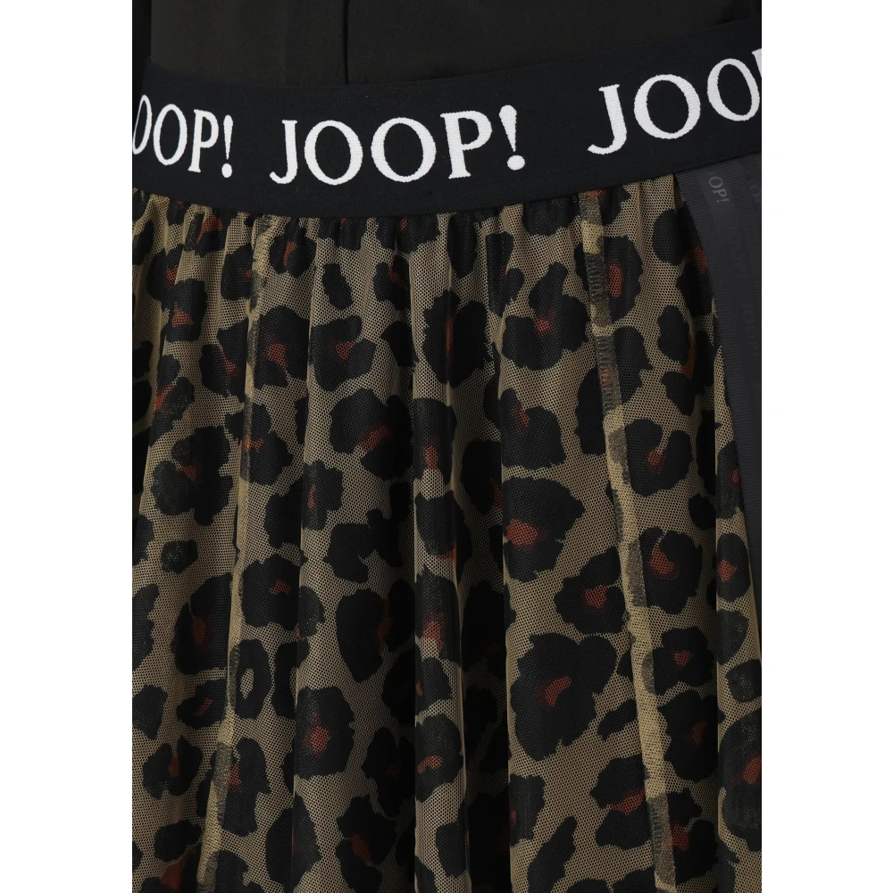 Joop! Rok met Luipaardprint en Contrasterende Riem Black Dames