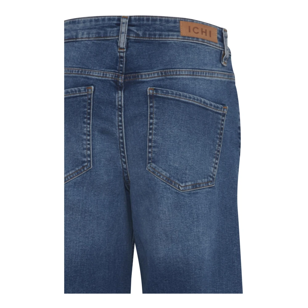 Ichi Groene katoenblend jeans met zakken Blue Dames