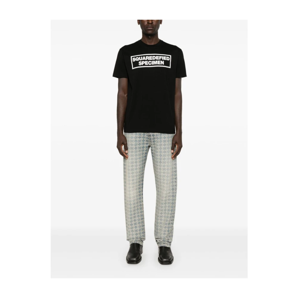 Dsquared2 Zwart Tekst Print Crew Neck T-shirt Black Heren